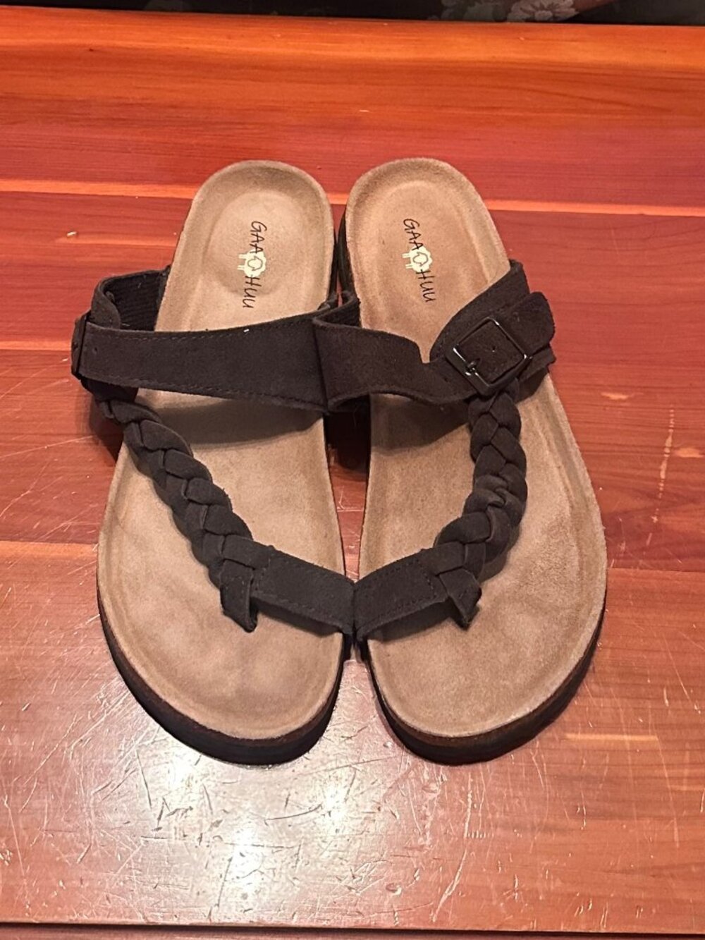 GAAHUU braided strap footbed sandal